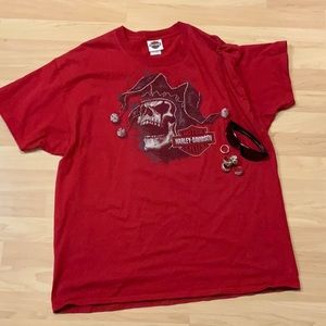 Harley Davidson Rollin’ Red Jester Skull TShirt XL